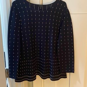 Talbots navy large top with white dots